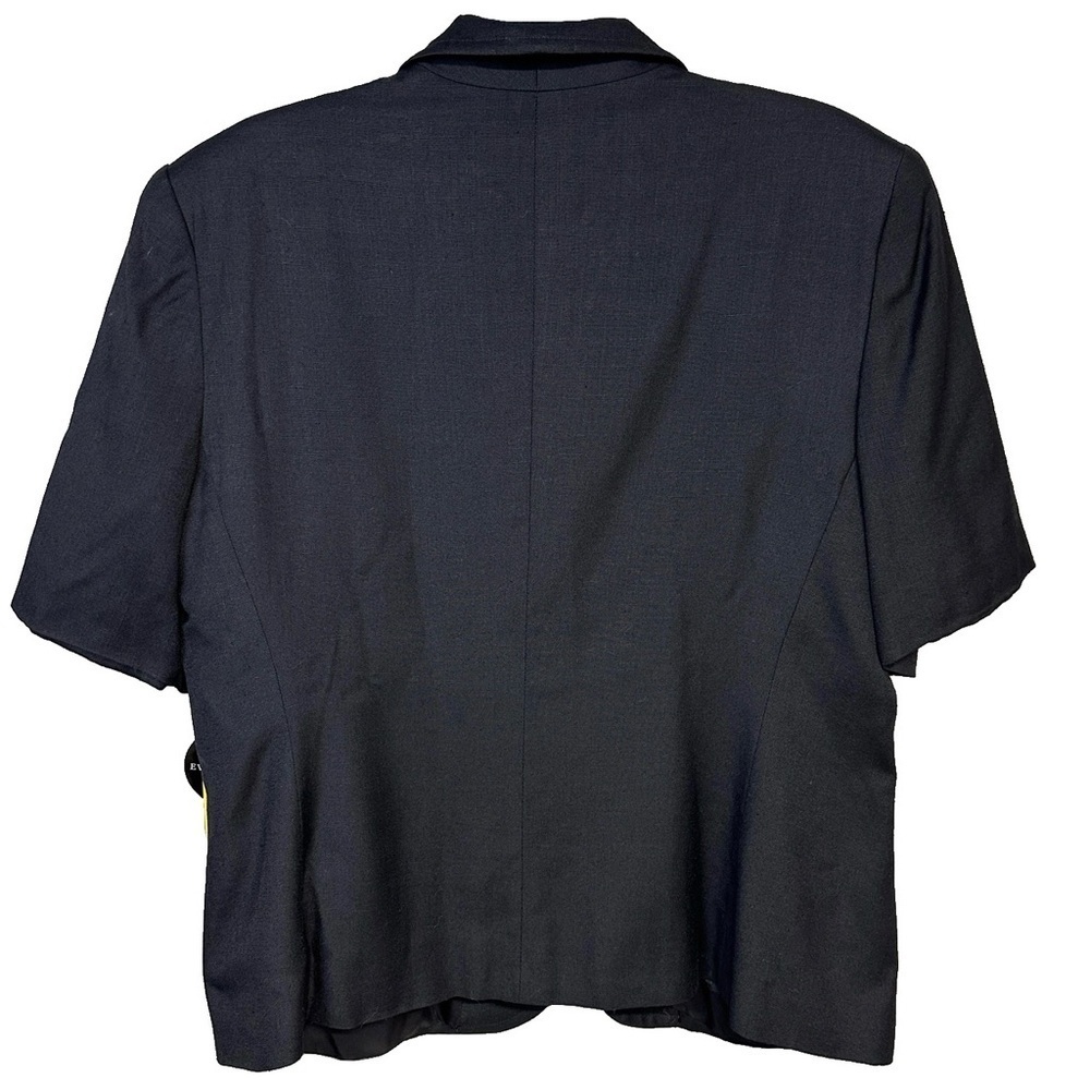 NWT! Linen Blend Vintage Short Sleeve Black Button Blazer Jacket Size 16 Career - Picture 2 of 14